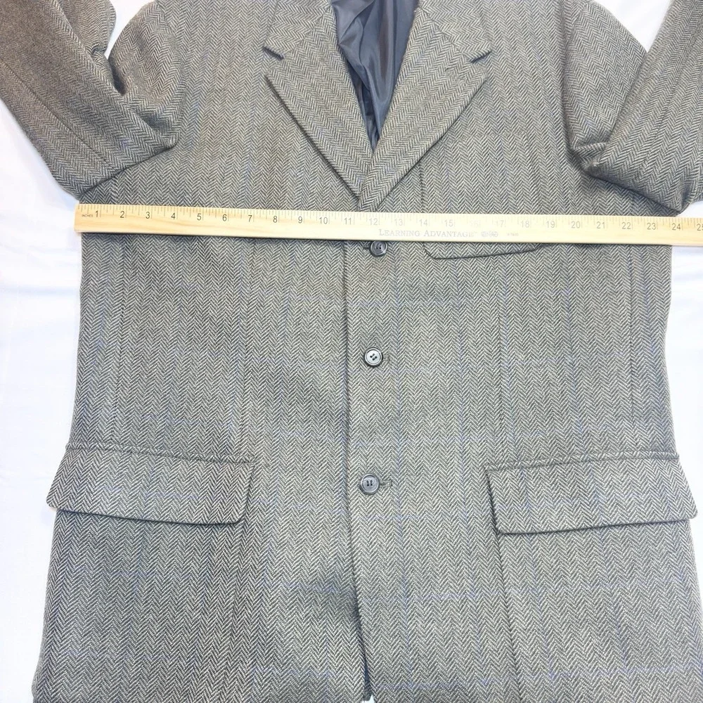 J. Crew Mens XL Gray Herringbone Wool 3 Button Tweed Blazer Sport Coat 48
